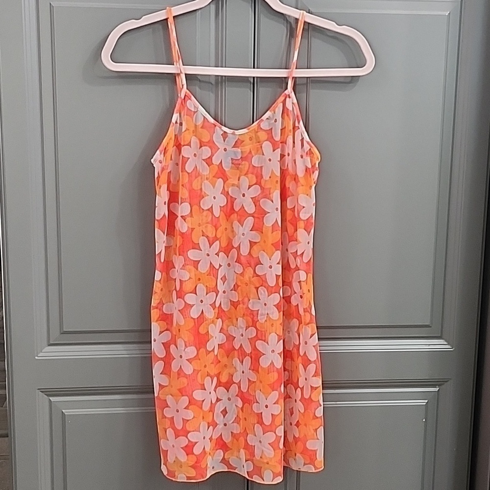 RIPPLES HAWAIIAN PRINT SHEER BATHING SUIT COVER UP SIZE MEDIUM